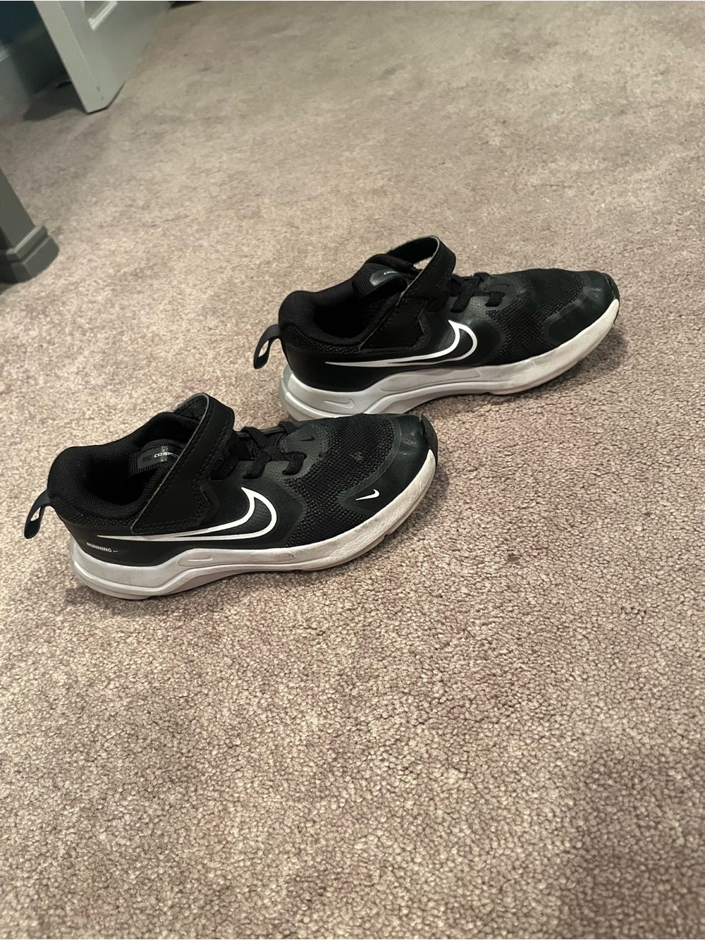 Nike Kids Black and White Velcro Athletic Sneakers